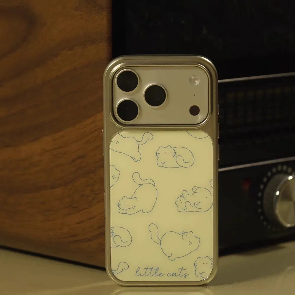 Cute Yellow Cat Epoxy iPhone Case | Shockproof Silver Edge TPU