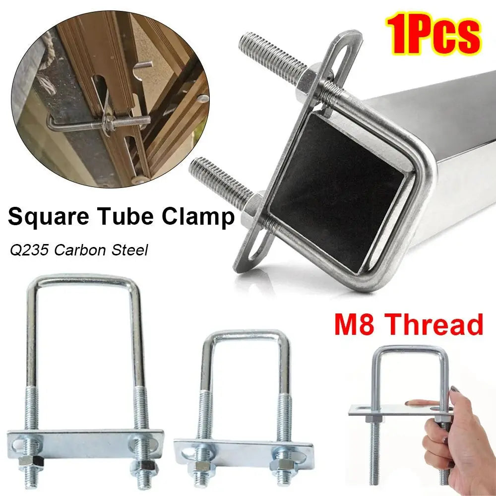 M8 Square Tube U-Clamp | Galvanized Q235 Carbon Steel + Baffle