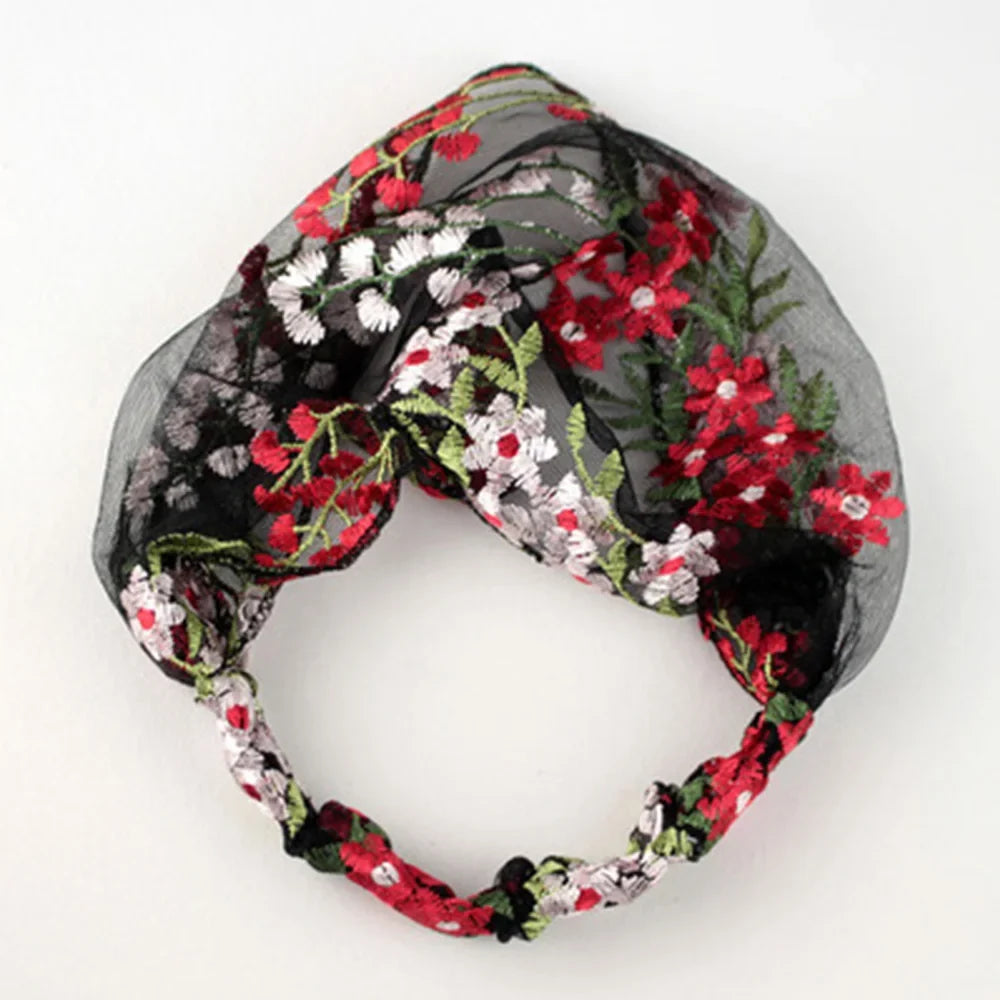 Korean Lace Floral Wide-Brim Turban Headband | Face Wash Hair Band