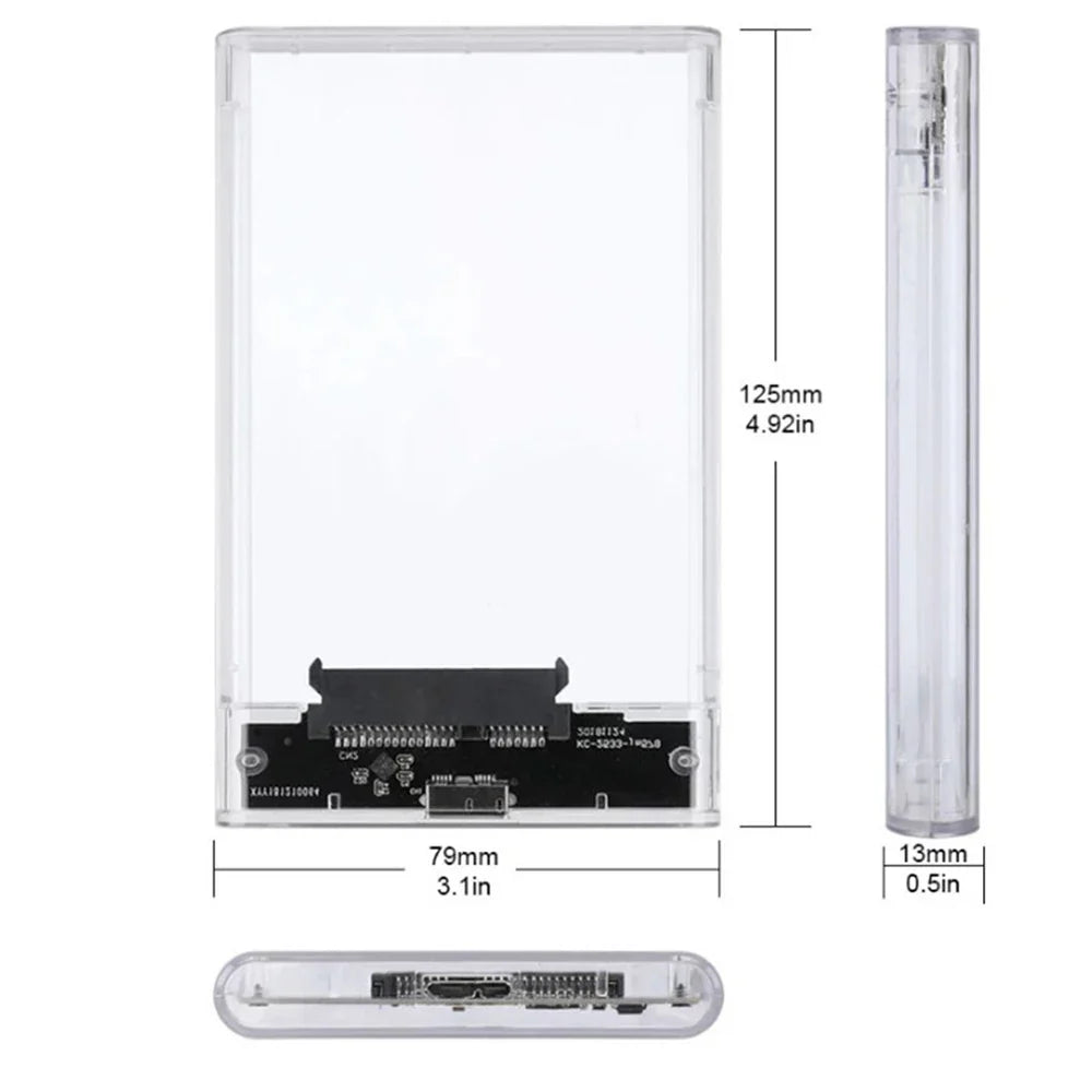 Transparent External Hard Drive Case HDD SSD Micro-b USB3 1 4TB