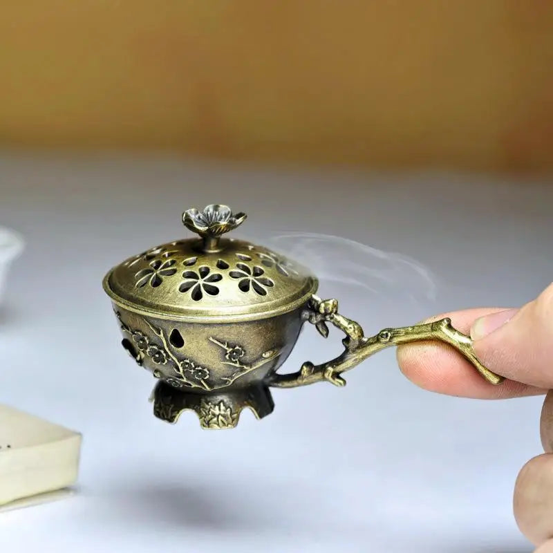 Vintage Plum Blossom Incense Holder | Zinc Alloy Burner