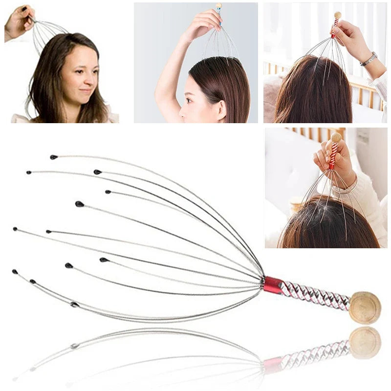 Octopus Head Massager Stainless Steel Engraved Relaxer Brain Massage