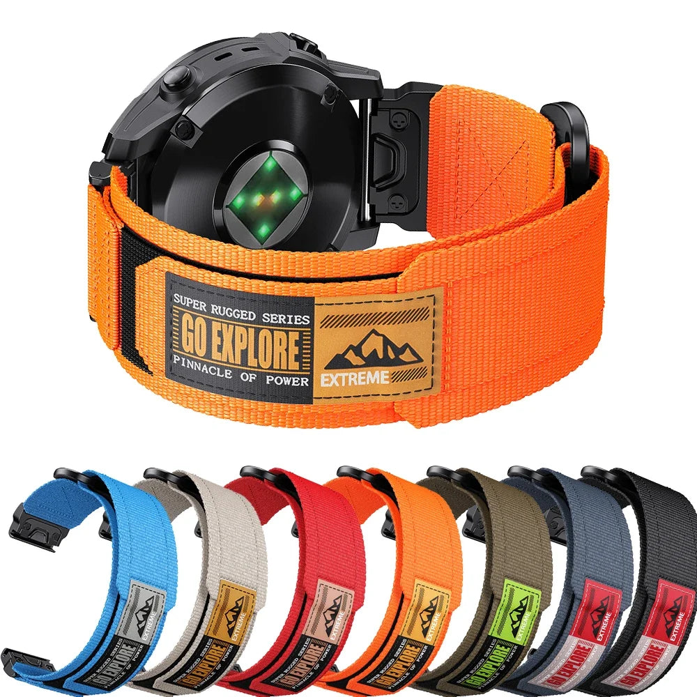 22mm 26mm QuickFit Nylon Watch Band for Garmin Fenix 7 6 5X