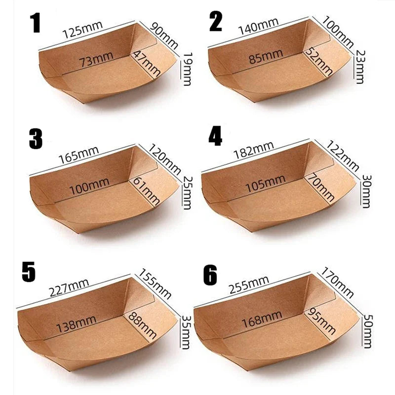 50-Pack Disposable Wooden Sushi Boat Plates | Party Tray Set