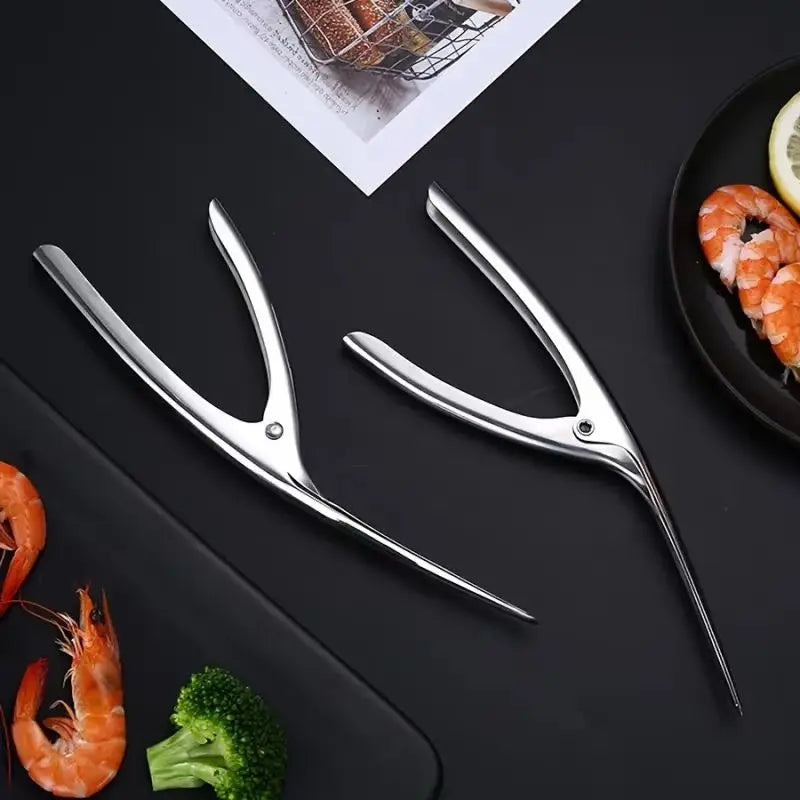Stainless Steel Shrimp Deveined Device Ergonomic Fishbone Design Easy