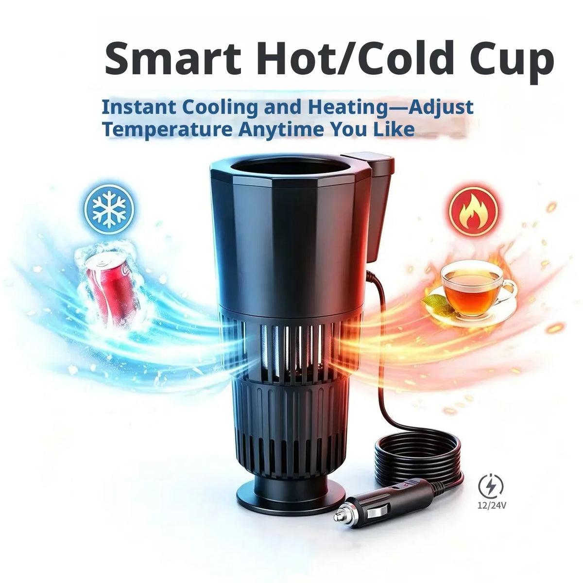 12V/24V Car Cup Warmer & Cooler – 2-in-1 Beverage Holder