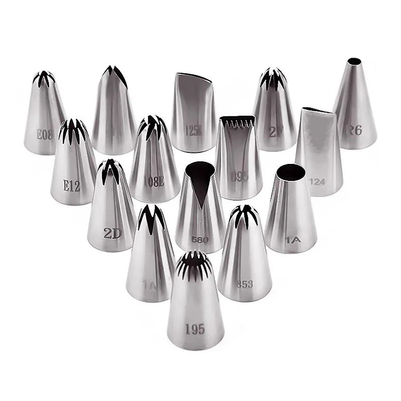 15-Piece Stainless Steel Piping Nozzles – Cake Decorating Tips Set