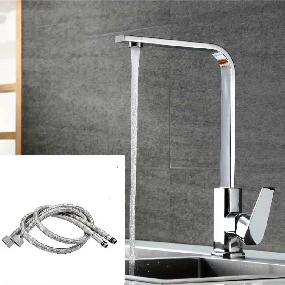 Single Handle Rotatable Kitchen Faucet | Stainless Steel Hot & Cold