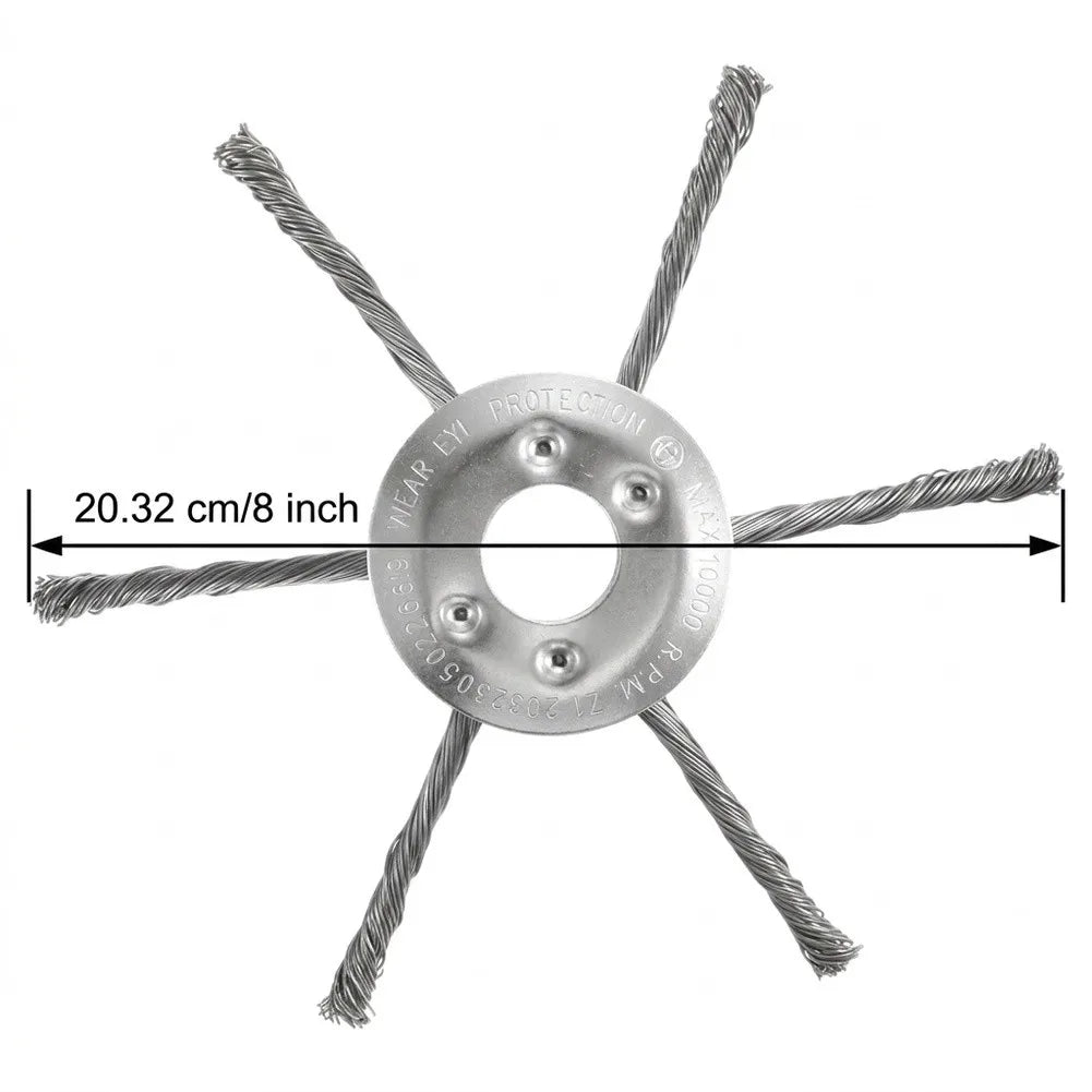 8-Inch 6-Blade Steel Wire Trimmer Head for Lawn Mower & Brush Cutter