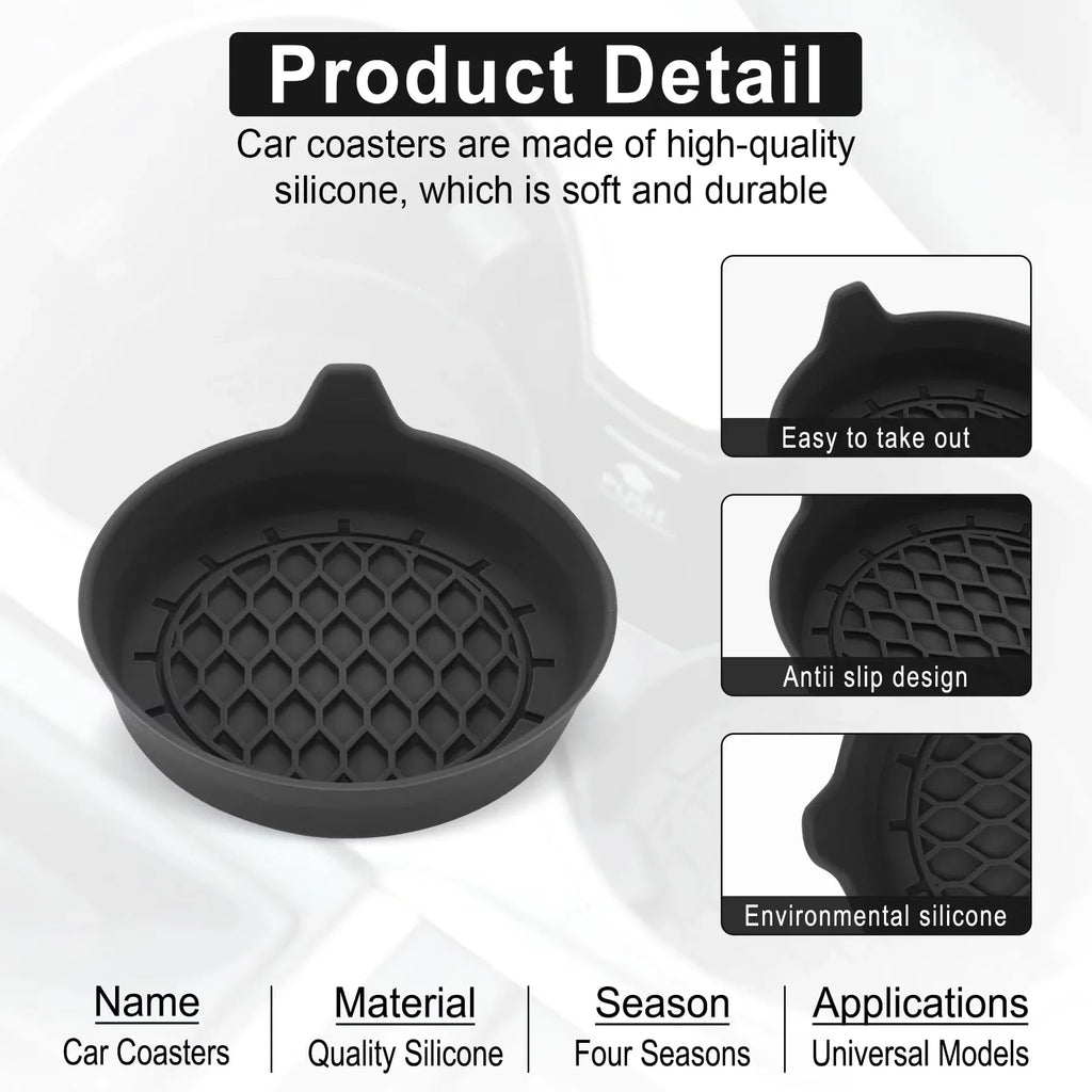 Silicone Car Cup Holder Insert Coasters – Non-Slip Set of 2/4
