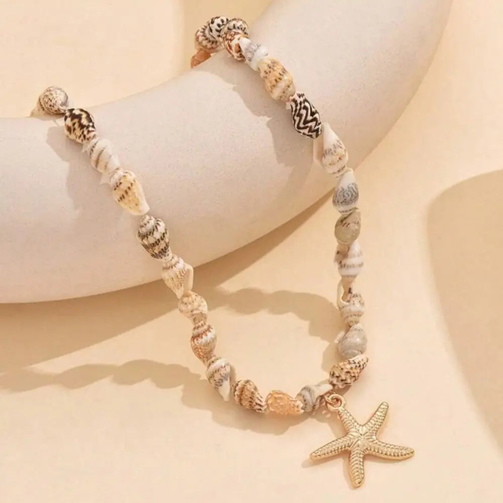 Handmade Seashell Necklace – Boho Conch Pendant Beach Choker