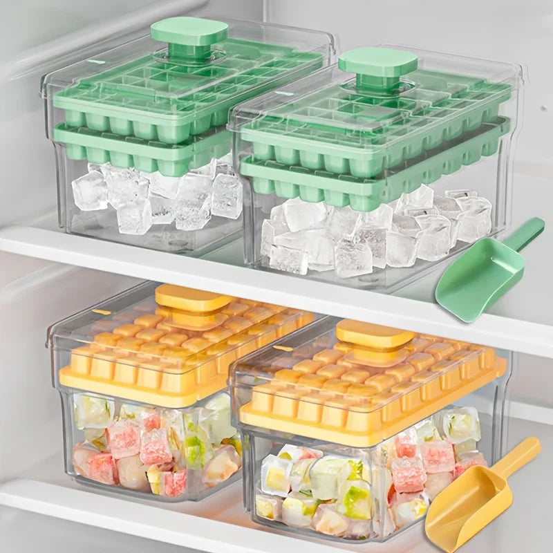 Ice Cube Trays with Lid & Bin – 68 Cubes, Easy Press Release