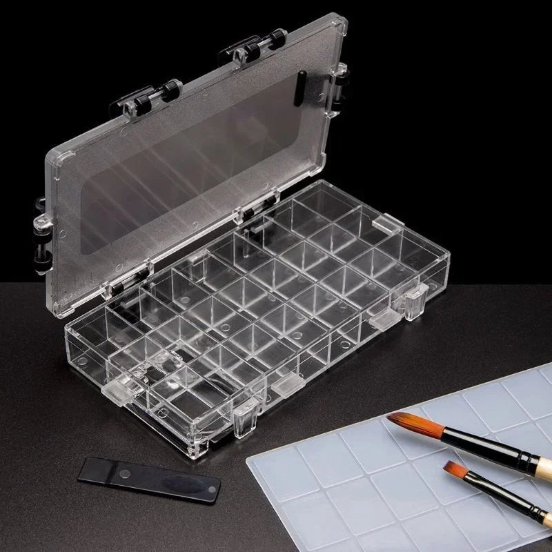 24-Grid Leakproof Watercolor Paint Palette Storage Box