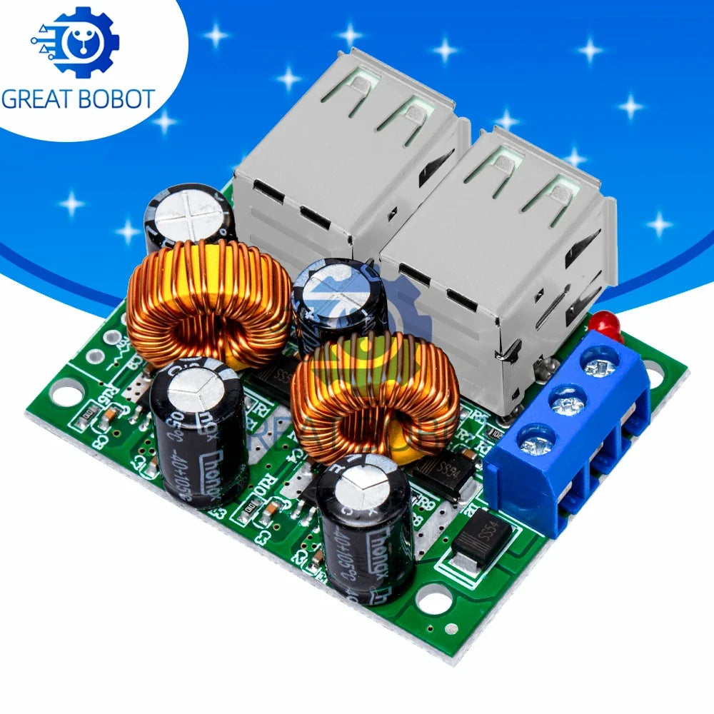 4-Port USB Step-Down Converter Board DC 12V/24V/40V to 5V 5A