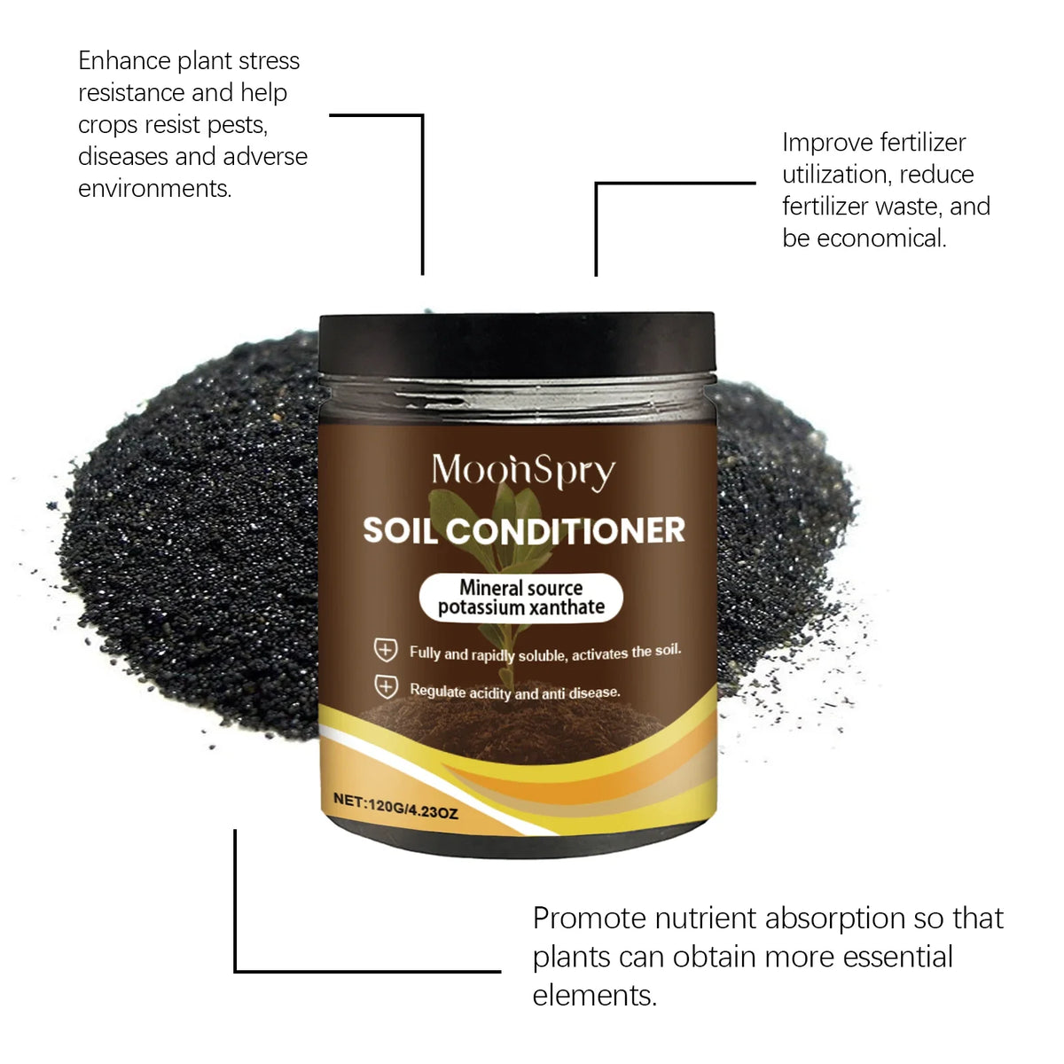 MOONSPRY 120g Mineral Soil Conditioner | Fertility & Plant Growth