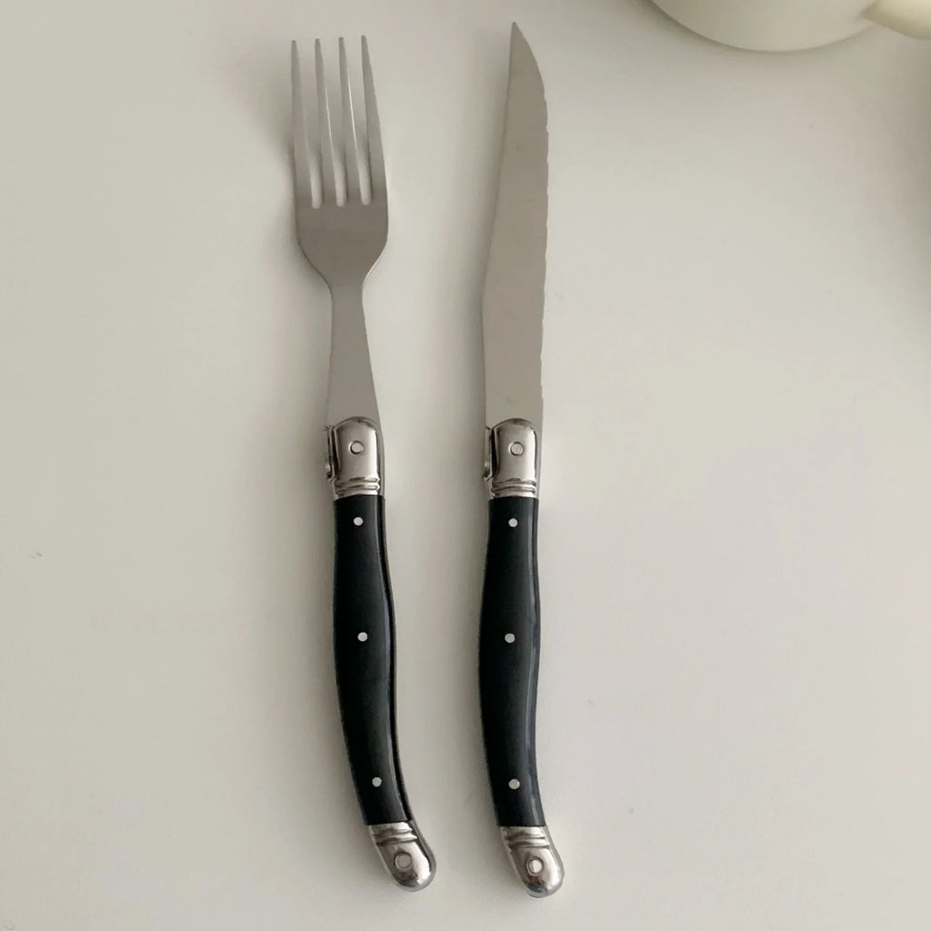 Serrated Steak Knife & Fork Set – 4/6/8 Pc Laguiole Cutlery