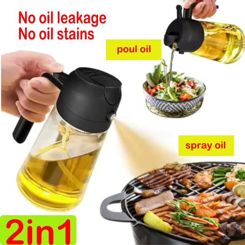 2-in-1 Oil Sprayer Bottle 500ml – Air Fryer, BBQ & Kitchen