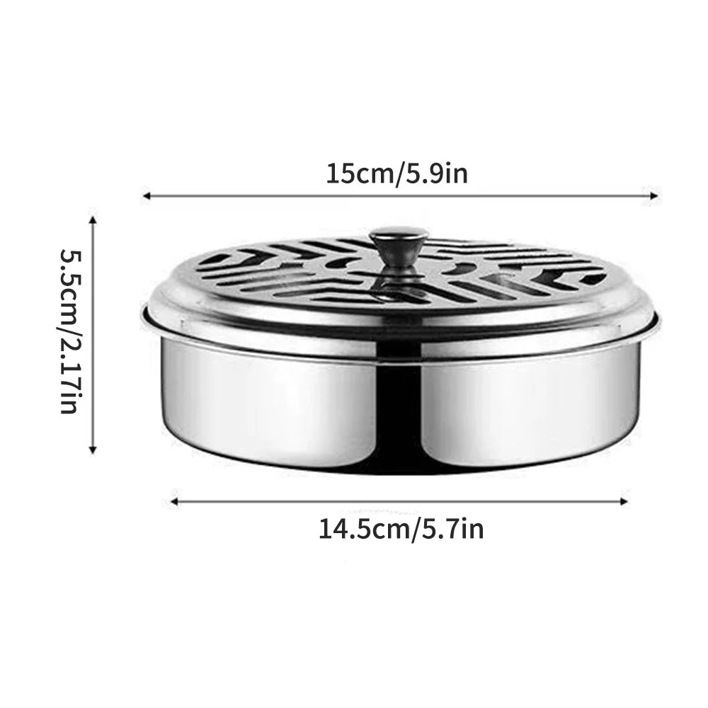 Stainless Steel Mosquito Coil Holder with Cover & Tray