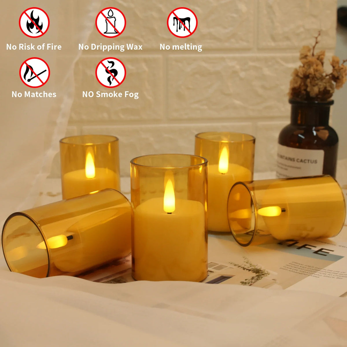 Flameless LED Candles 3D Wick with Remote, Timer & Lampshade