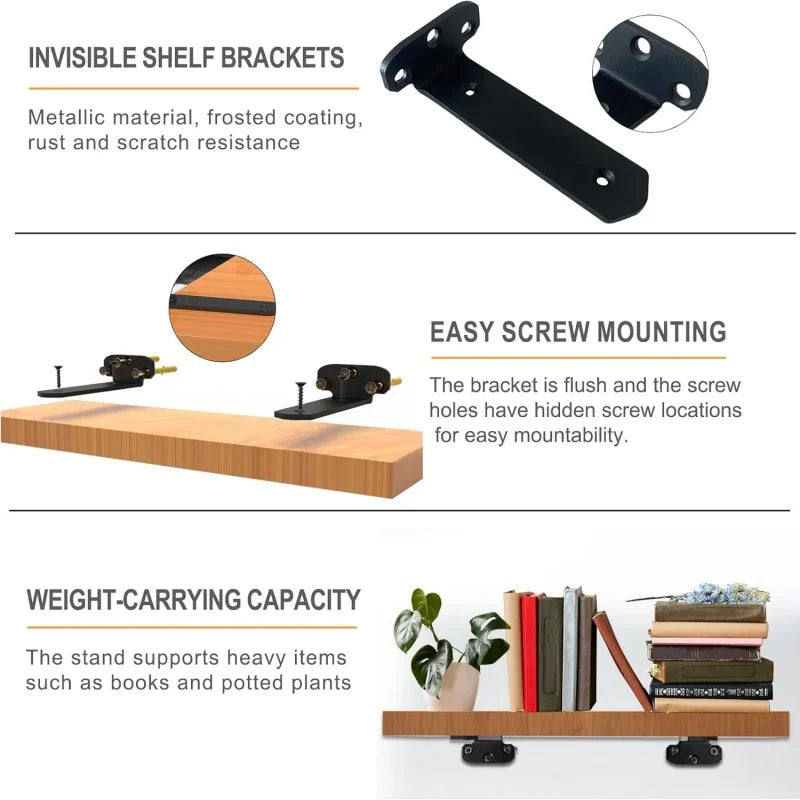 Heavy Duty Floating Shelf Brackets 400kg Hidden Wall Mount 2 Pack