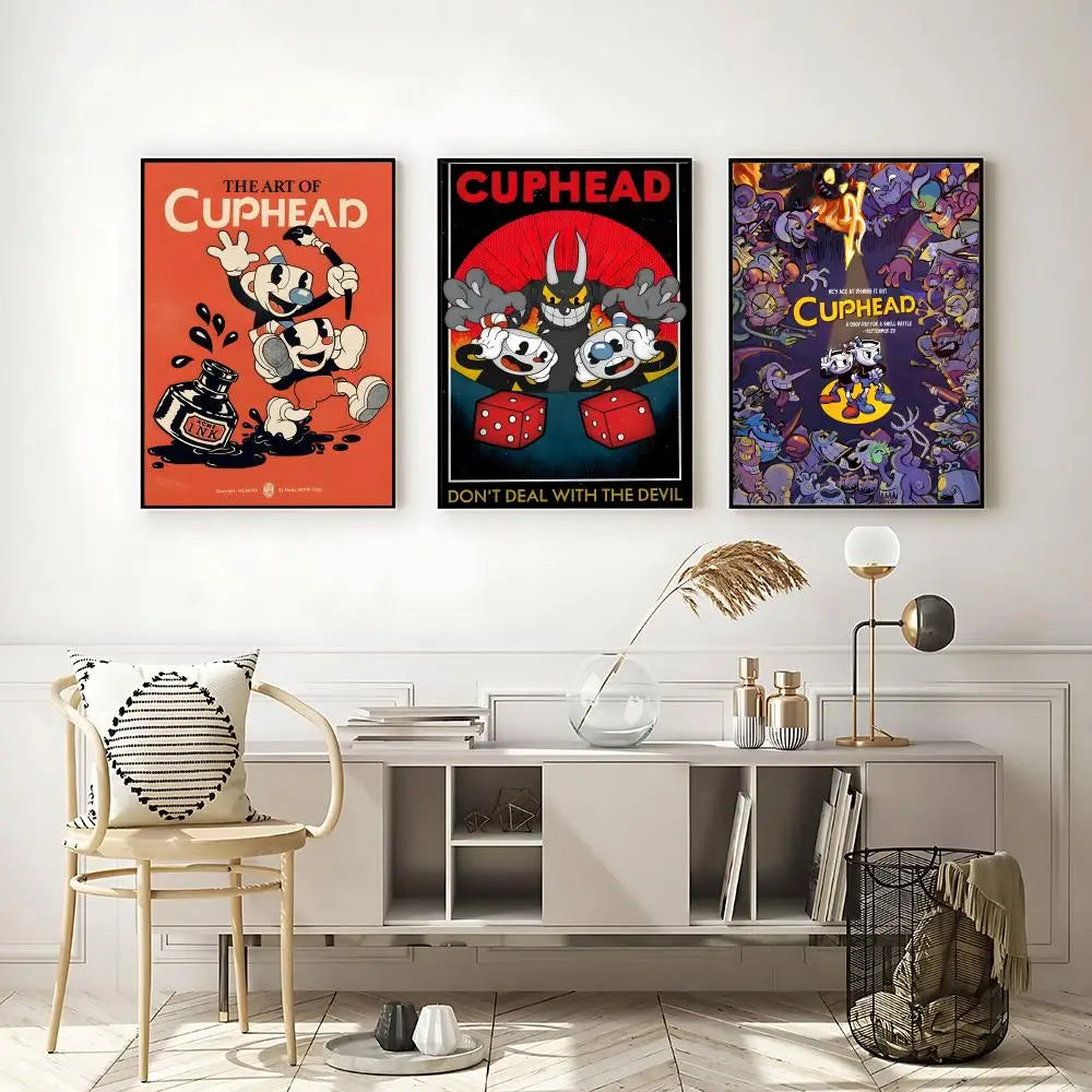 Cuphead Game Poster – HD Self-Adhesive Waterproof Wall Art