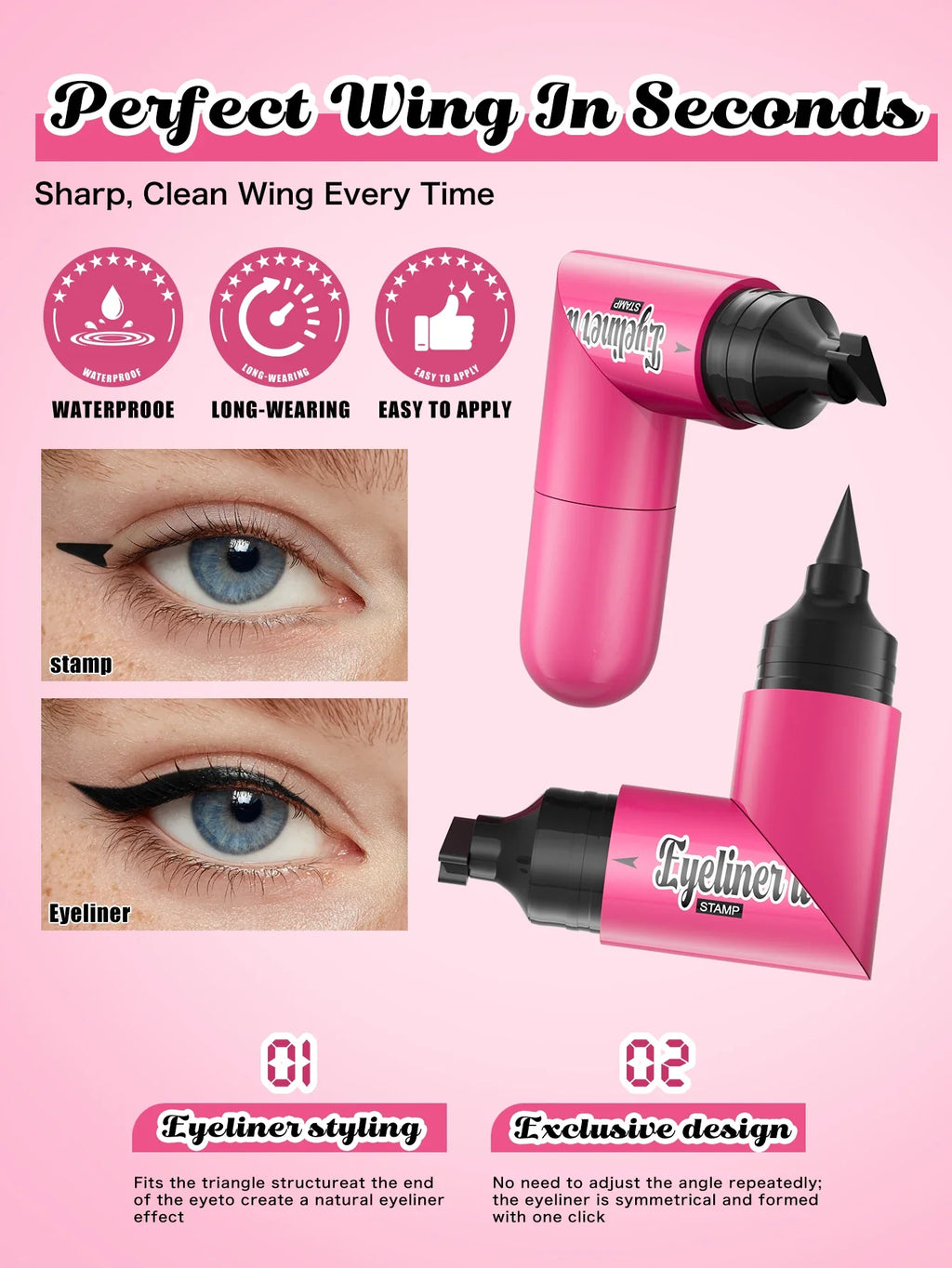 Hello Kiss 2-in-1 Winged Eyeliner Stamp Pen – Waterproof