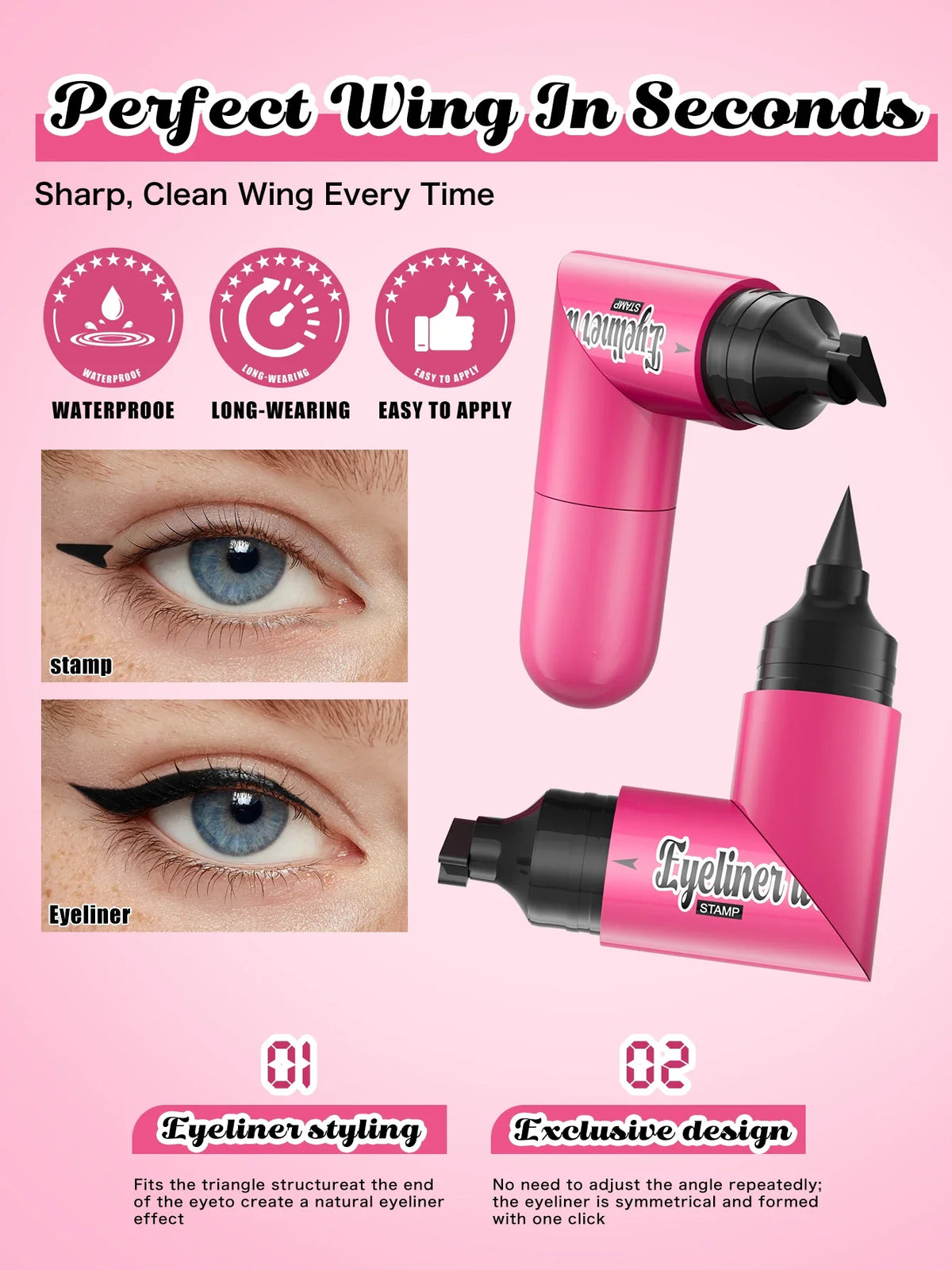 Hello Kiss 2-in-1 Winged Eyeliner Stamp Pen – Waterproof