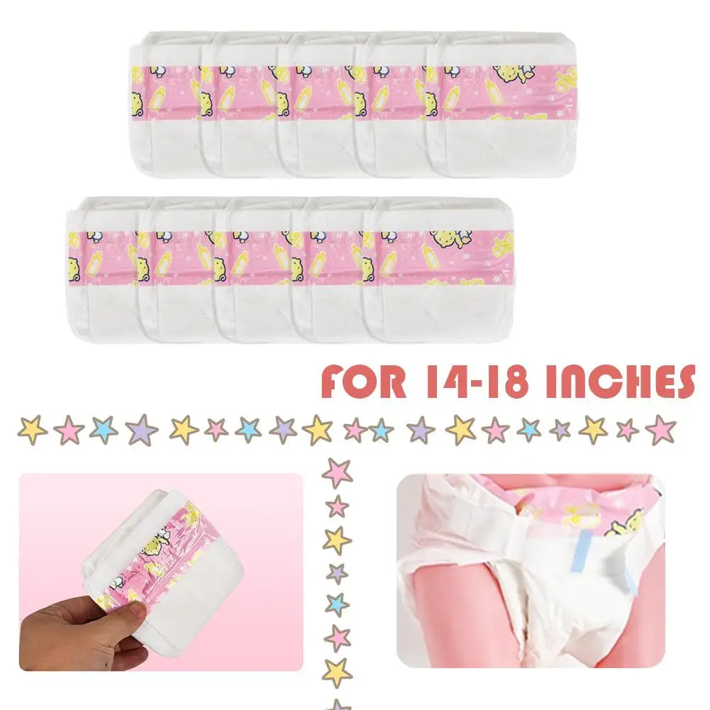 10pcs Mini Doll Diapers for 17" Baby Dolls | Dollhouse Accessories