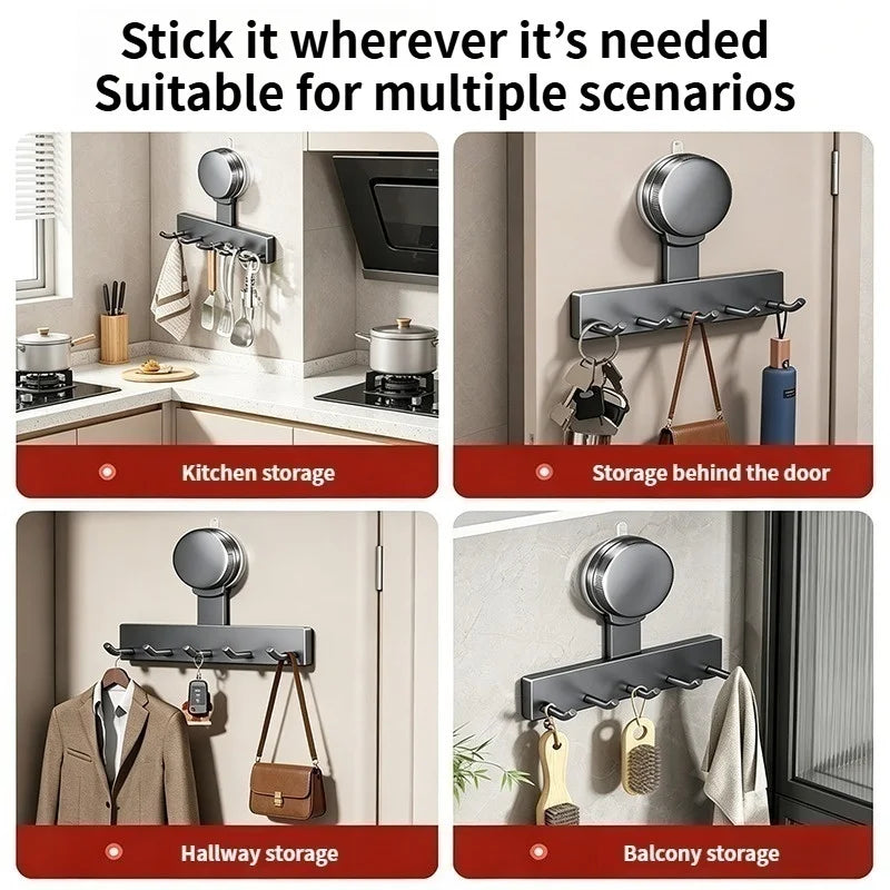 No-Drill Suction Cup Kitchen Hooks | 5-Pack Cabinet Organizer