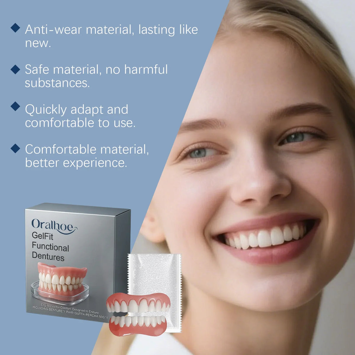 Silicone Veneer Teeth Kit | Fill Gaps Upper & Lower Denture Set