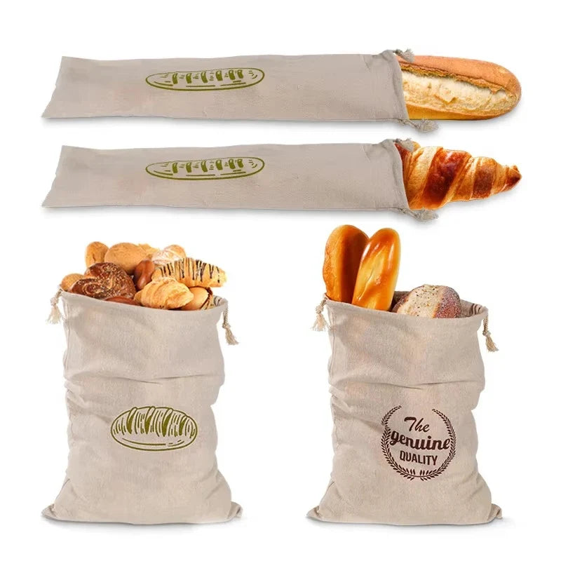 2026 Linen Bread Bags Reusable Portable Drawstring Kitchen Organizer