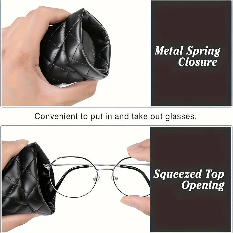 2-Pack PU Leather Glasses Case – Argyle Anti-Scratch Eyewear Bag