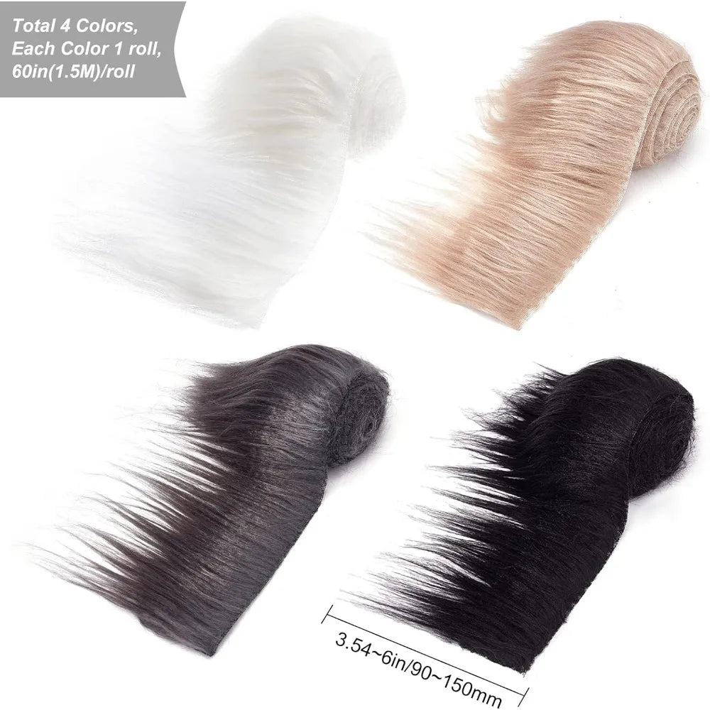 Faux Fur Fabric Strips – 4 Colors Shaggy Plush Craft Patches