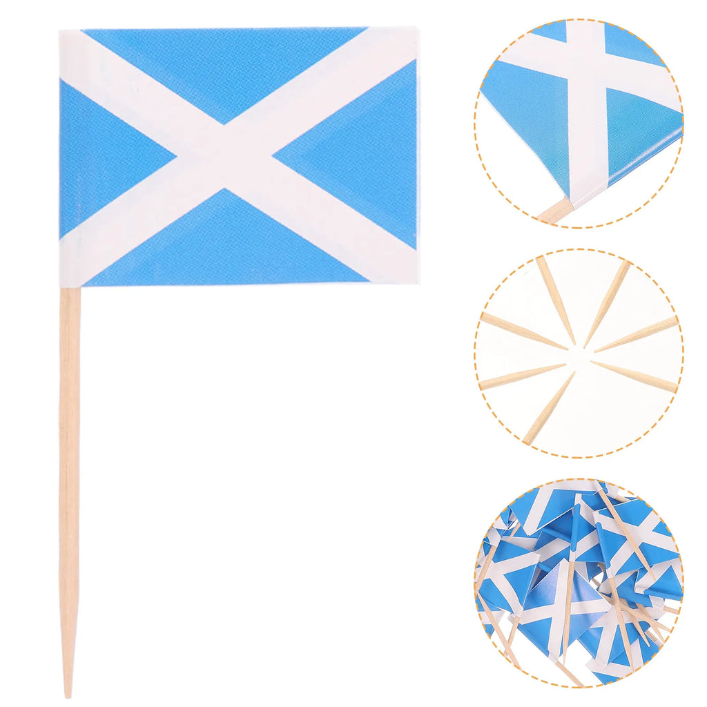 Scotland Flag Wooden Toothpicks Cupcake Toppers Food Picks National