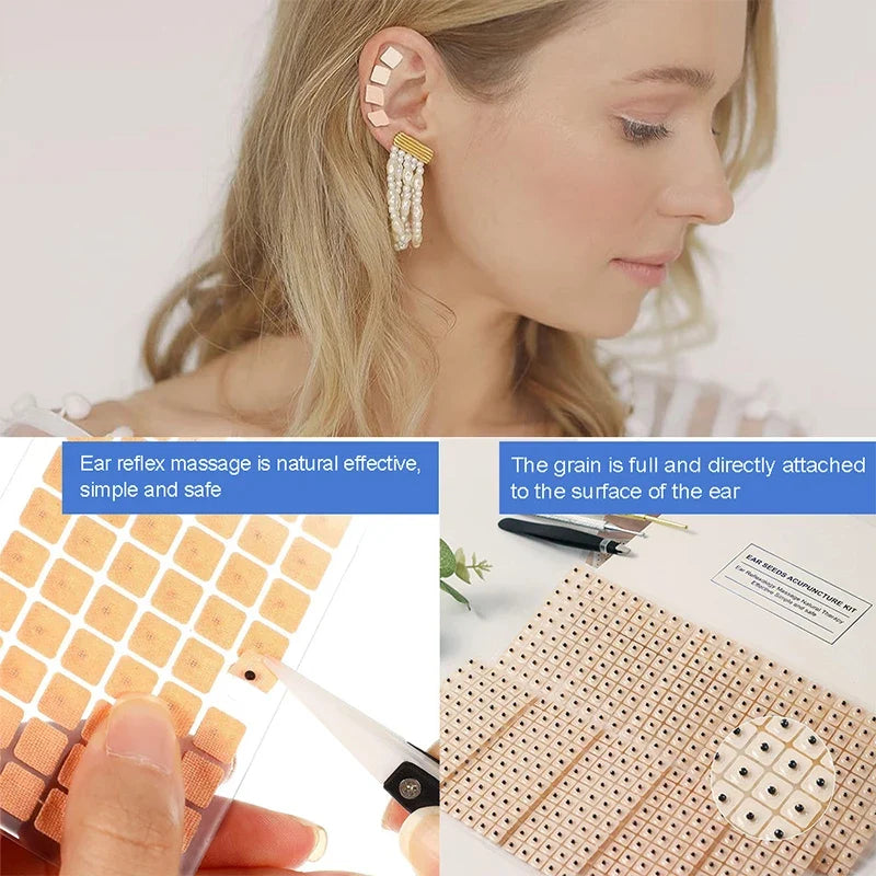 300 Ear Acupressure Seed Bead Stickers – Needle-Free Massage