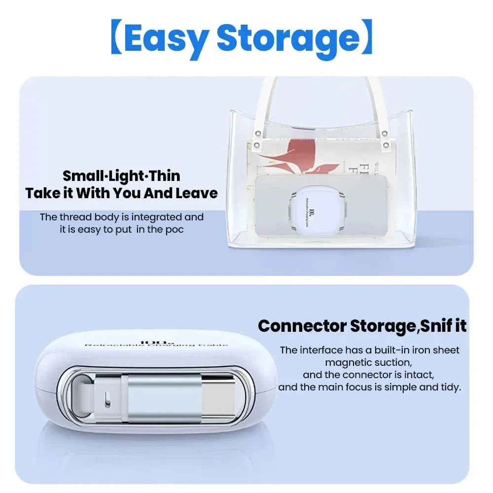 100W Retractable USB-C to USB-C Fast Charging Cable – 1M