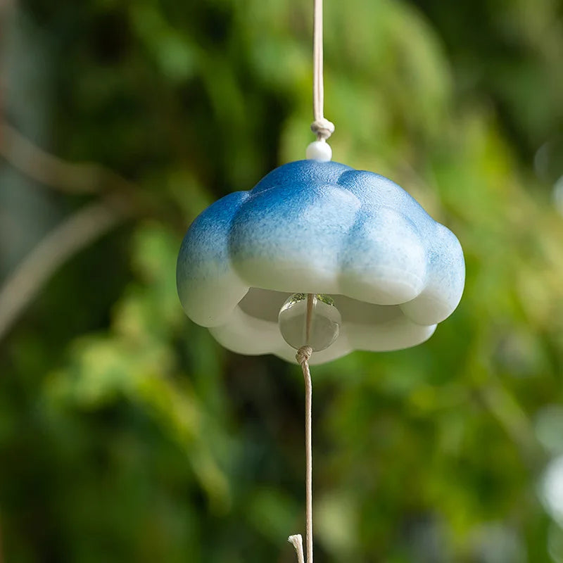 Handmade Ceramic Cloud Wind Chime Hanging Decoration Japanese Bell