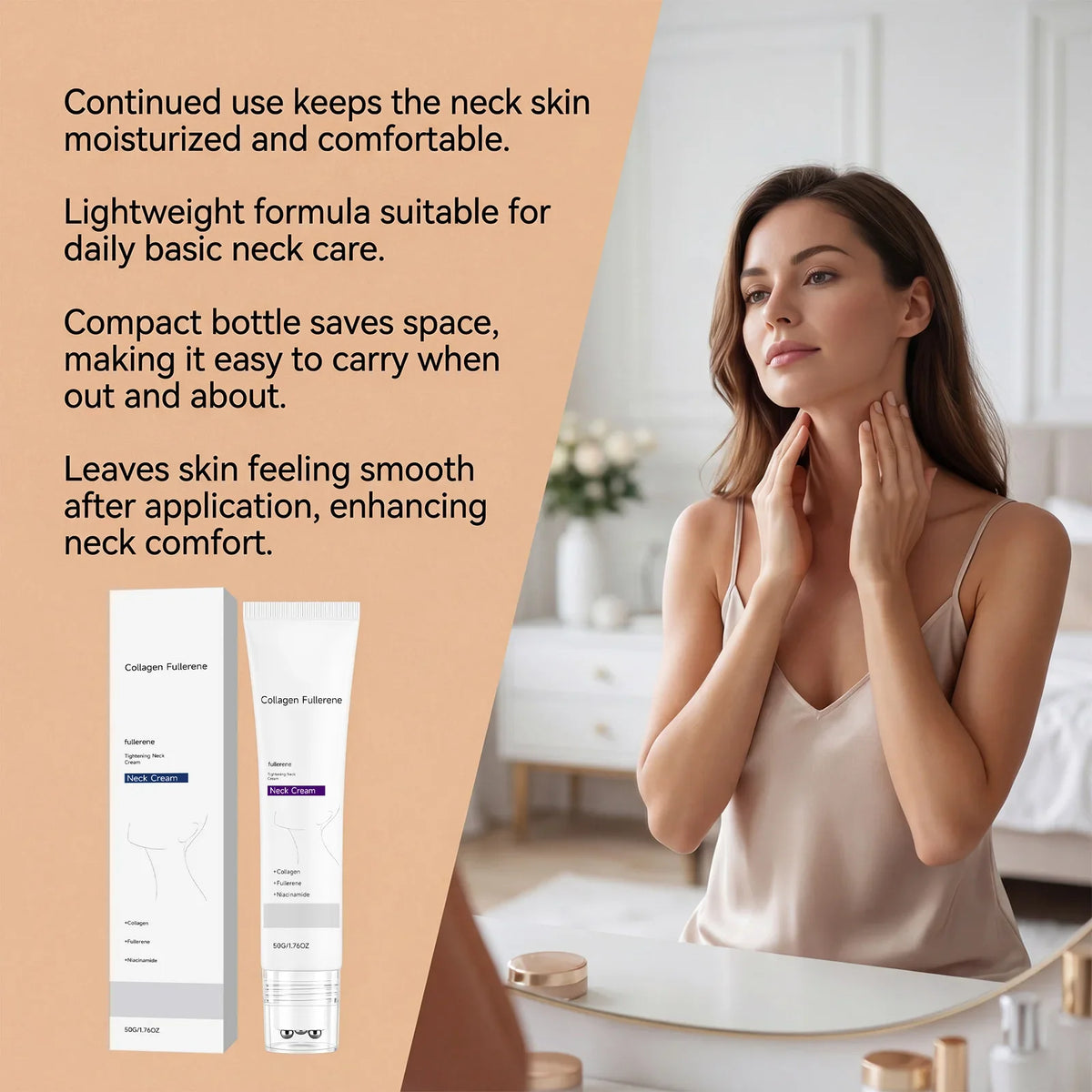 Collagen Firming Neck Cream with Rollerball Massager – 50g