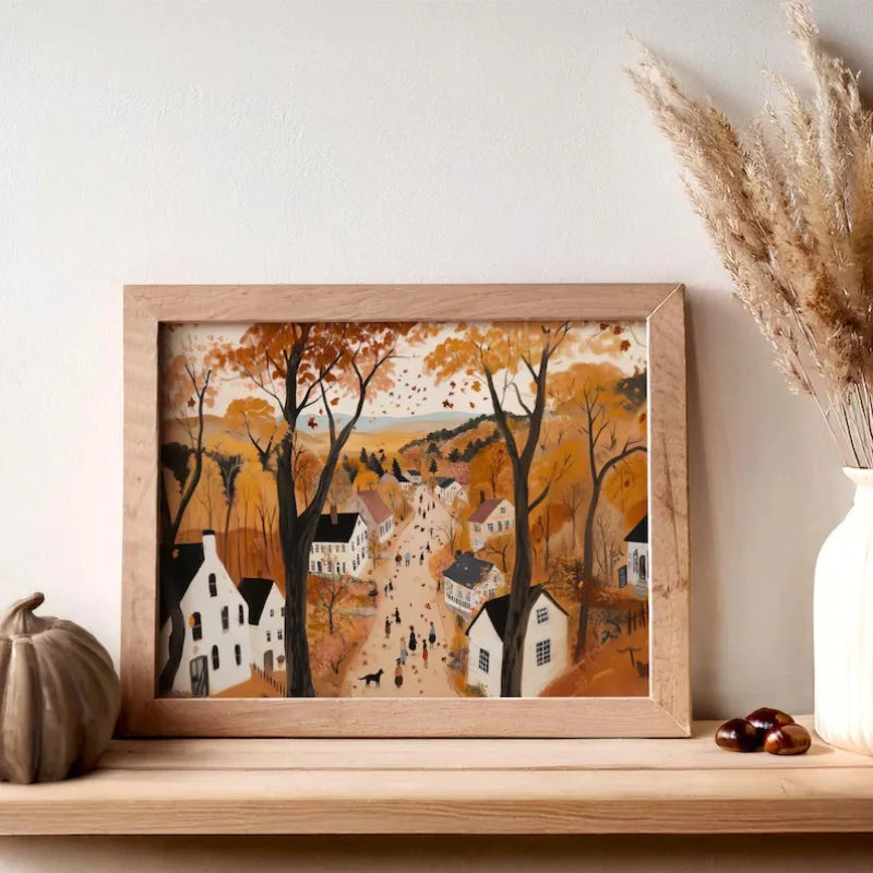 Halloween Ghost Town Canvas Wall Art | Whimsical Fall Print