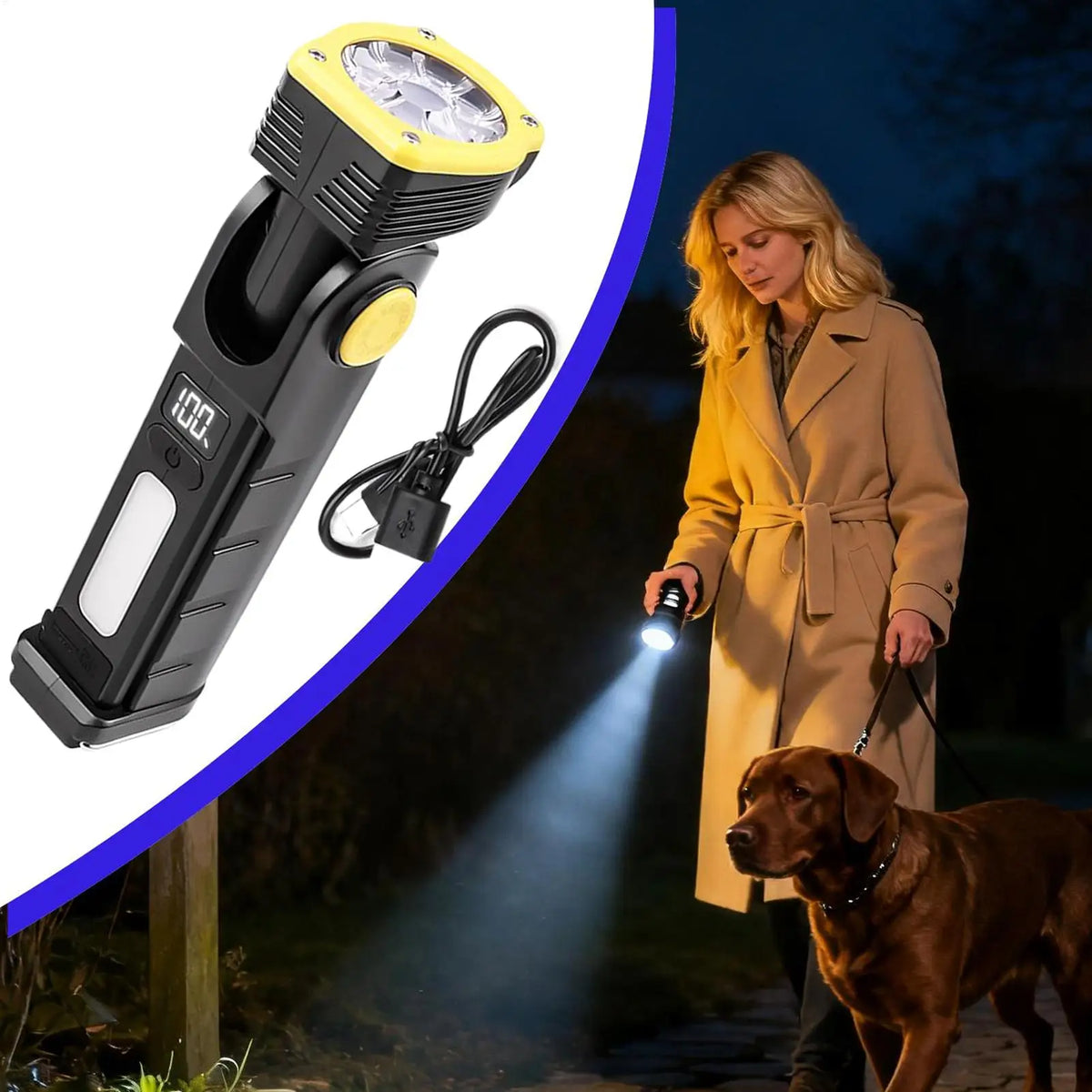 7-Mode Rechargeable LED Flashlight | Magnetic, Hook & IPX4