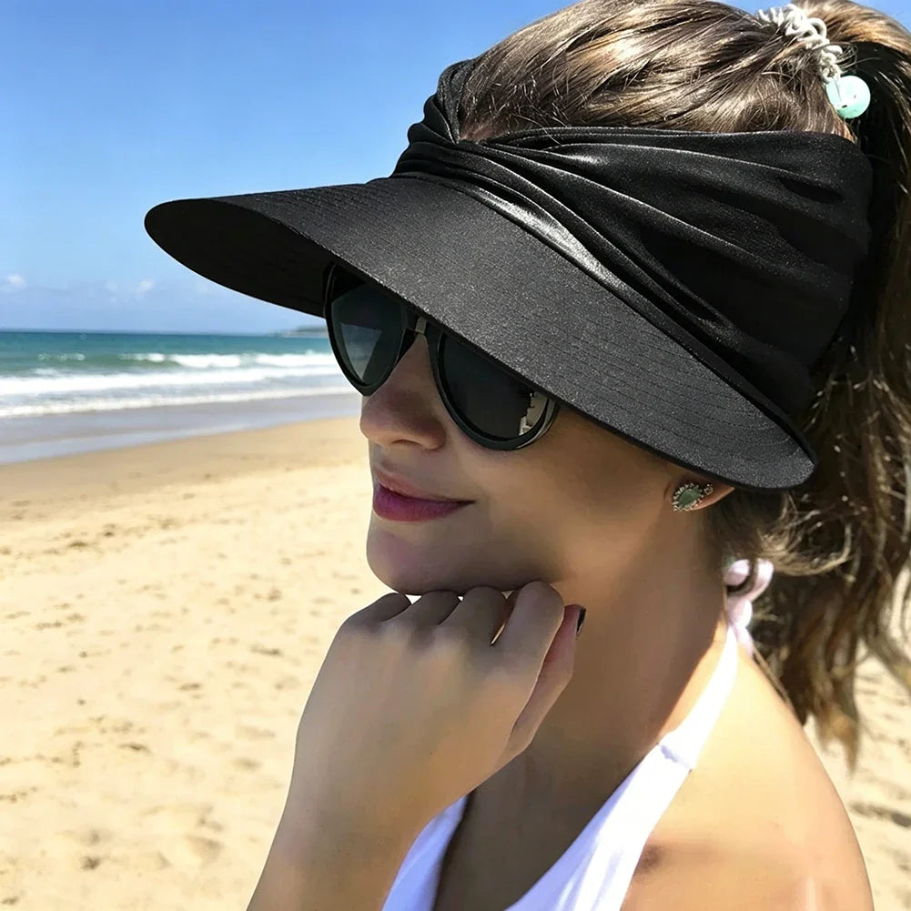 Women's UPF 50+ Wide Brim Empty Top Sun Hat – Beach & Sports