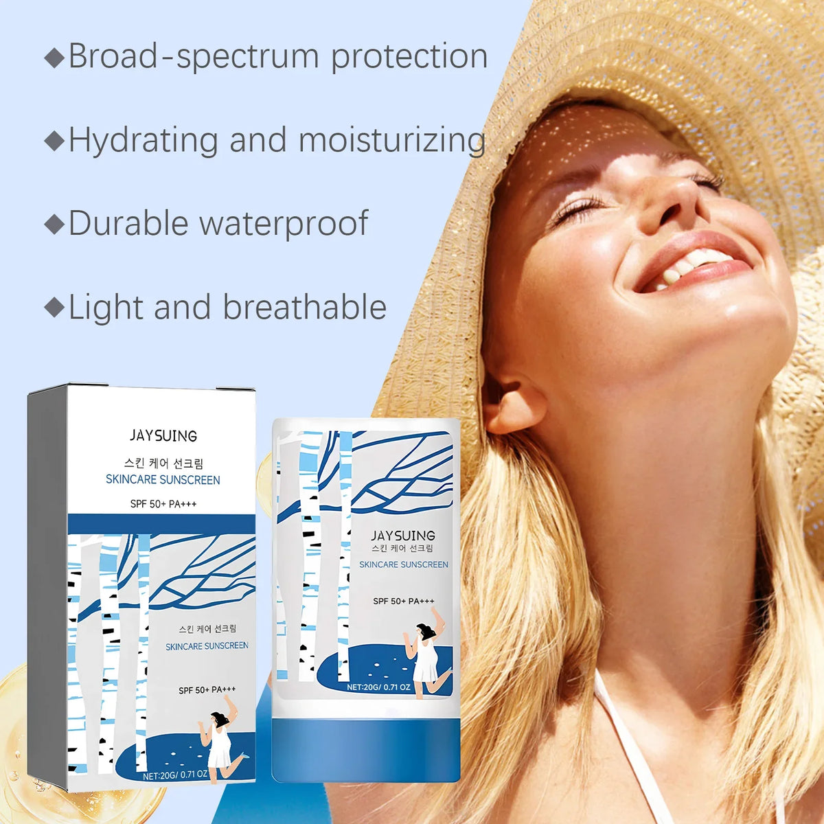SPF 50 UV Sunscreen Stick – Waterproof, Moisturizing, Oil Control