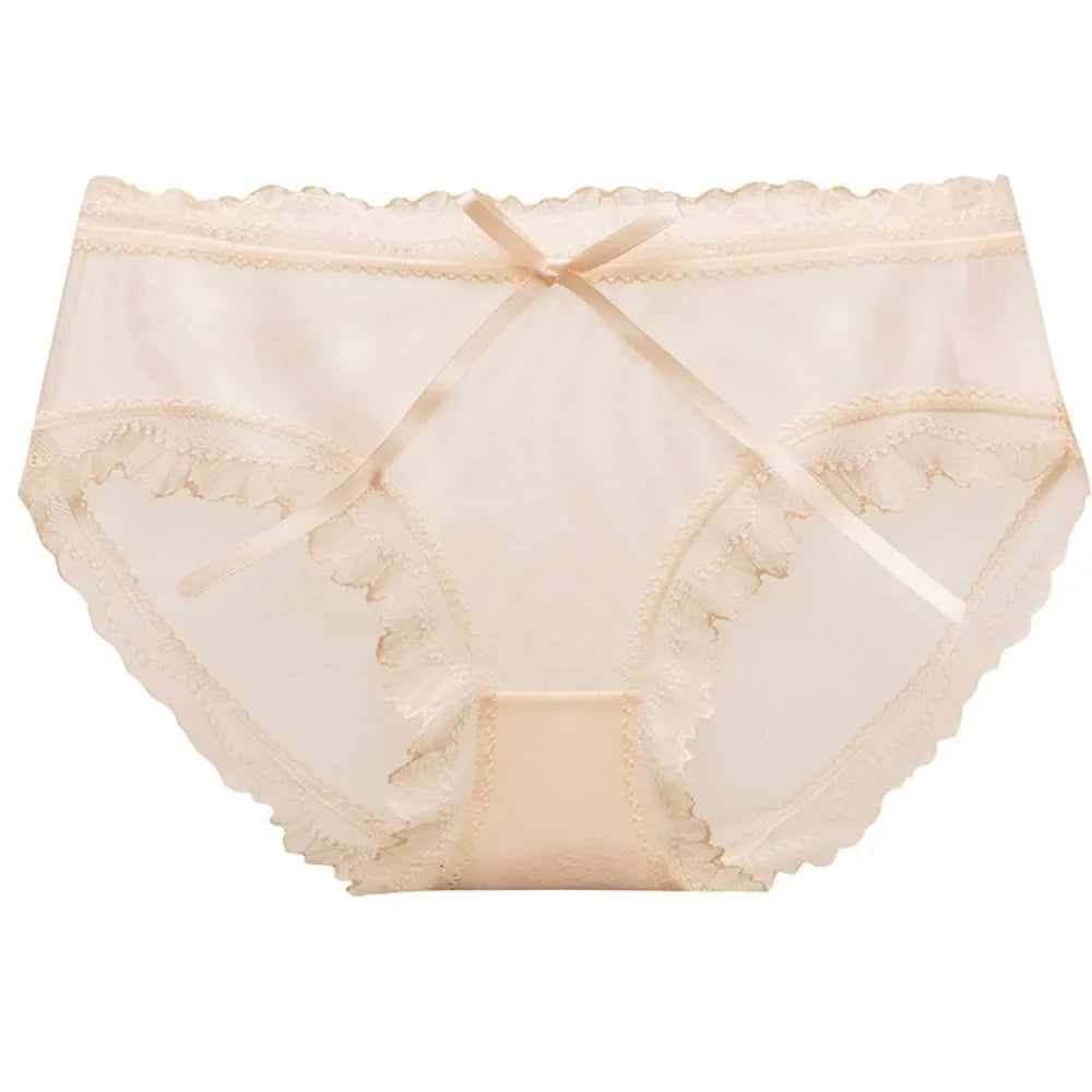 Women's Low-Rise Lace Seamless Briefs – Ice Silk Mesh Panties