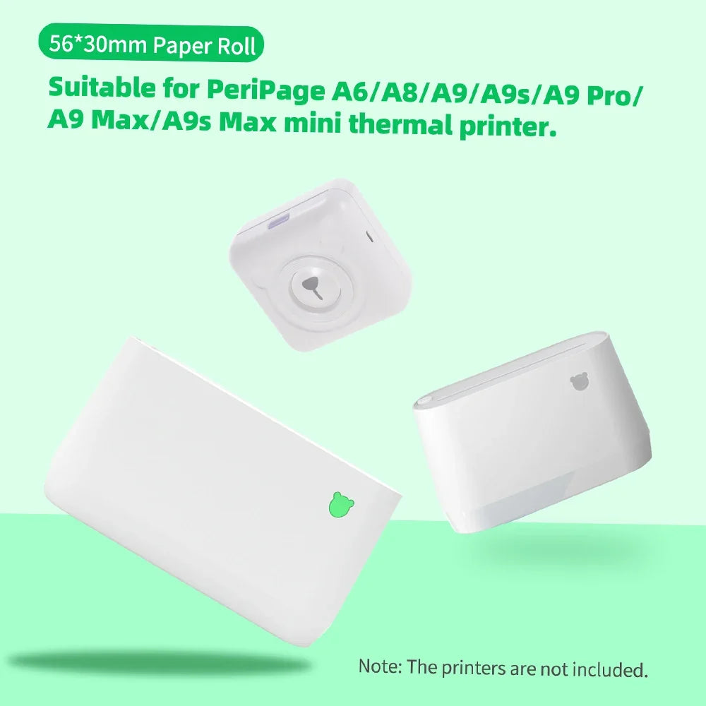 PeriPage BPA-Free Translucent Thermal Sticker Paper Roll 56×30mm