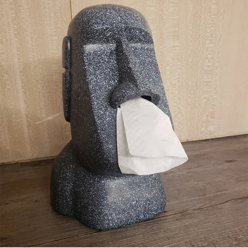 Tissue Box Cover Easter Island Resin Stone Figurine Indoor Home