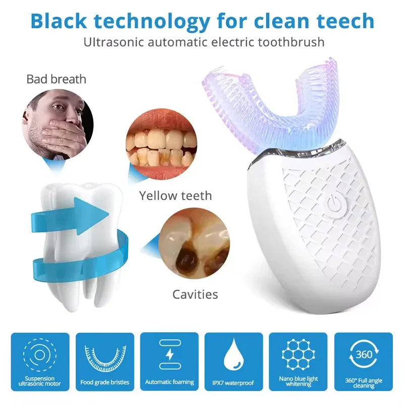 U-Shaped Electric Toothbrush – 360° Hands-Free Whitening