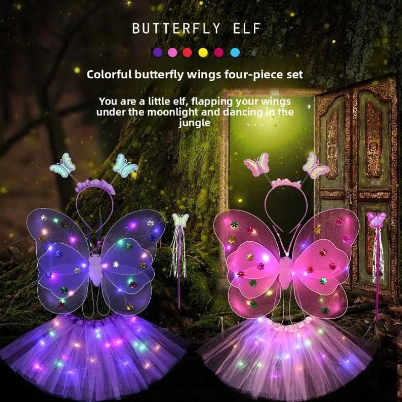 Luminous Wings Flashing Butterfly Skirt Lights Suit LED Children