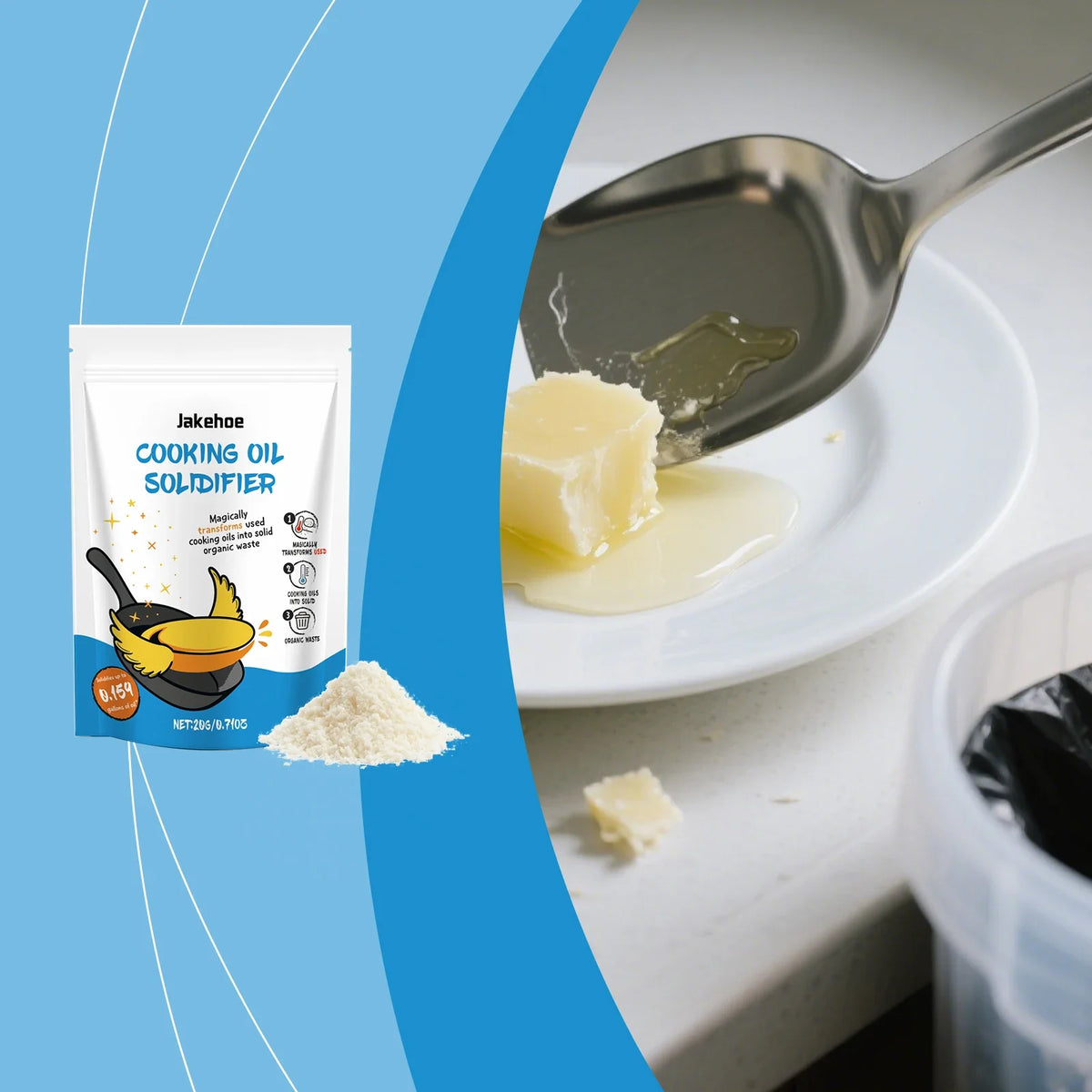 JAKEHOE Cooking Oil Solidifier Powder – Eco-Friendly 20g