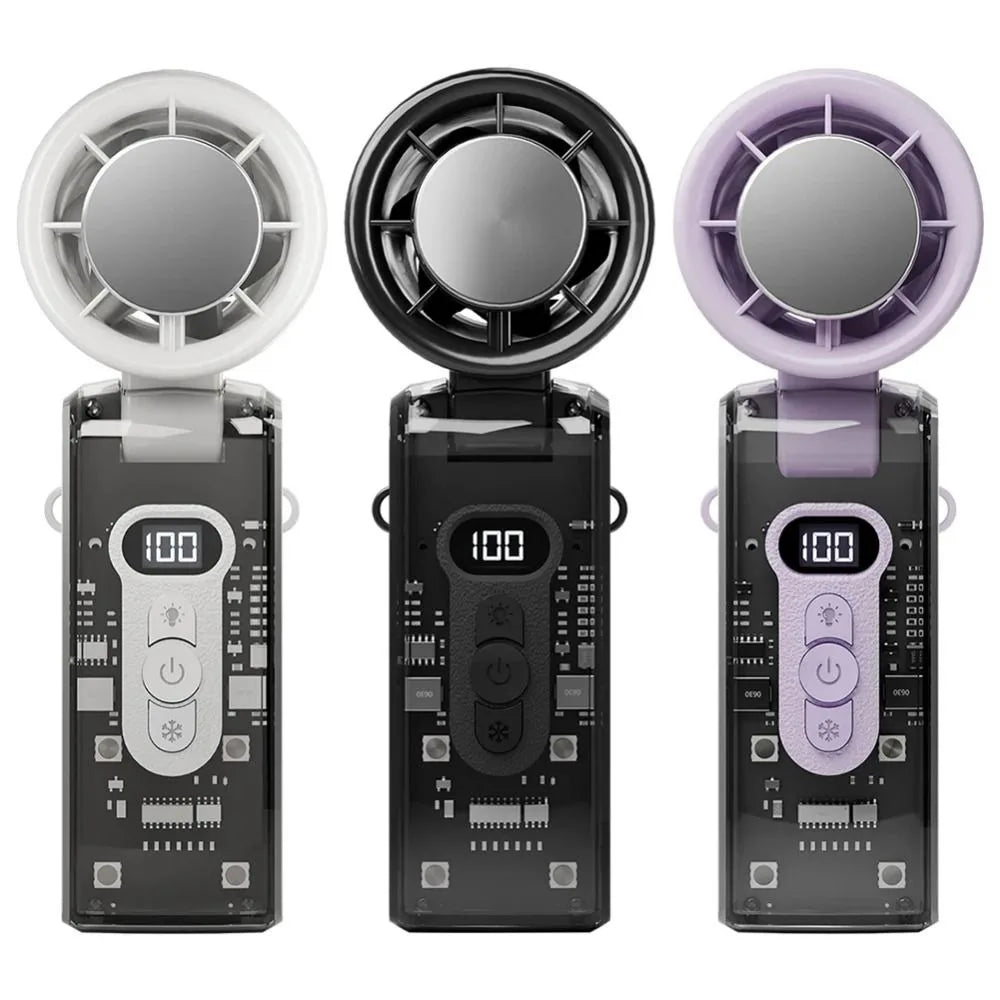 Foldable Mini Handheld Fan – 100 Speeds, 3600mAh, LED Display