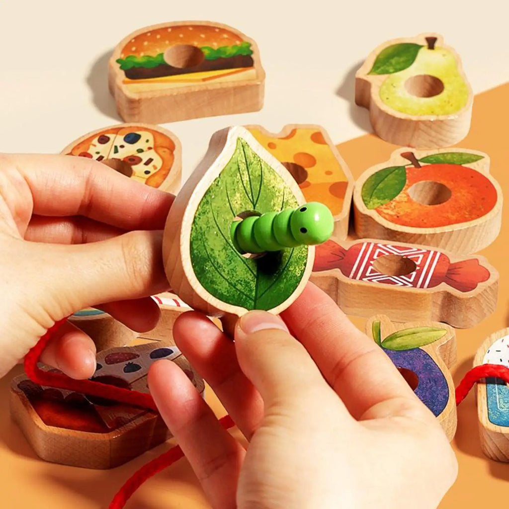 Wooden Threading Beads Toy – Toddler Sorting & Learning Set